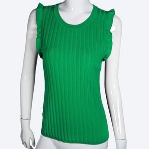 Ann Taylor Ribbed Ruffle Sleeve Sweater Shell